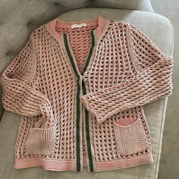 Brunello Cucinelli Sweaters - Fabiana Filippi Pink coral beige cable knit cardigan S M